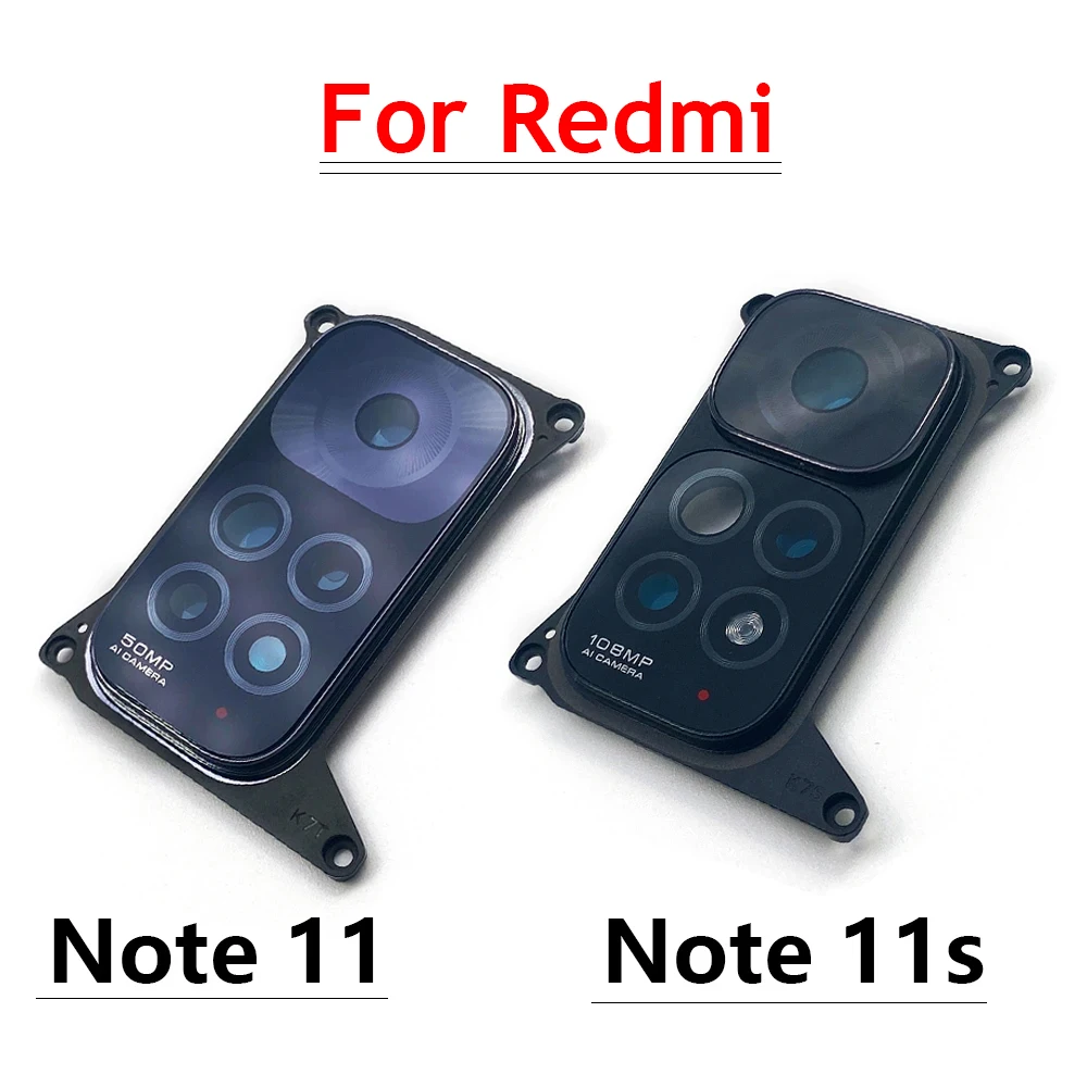 Nowa tylna kamera szklany obiektyw okrągła ramka osłonowa dla Xiaomi Redmi Note 11S 11 Global 4G z klejem
