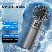 Ice Compress Fan High-speed Cooling Handheld USB Rechargeable Portable LED Digital Display For Travel Outdoor New