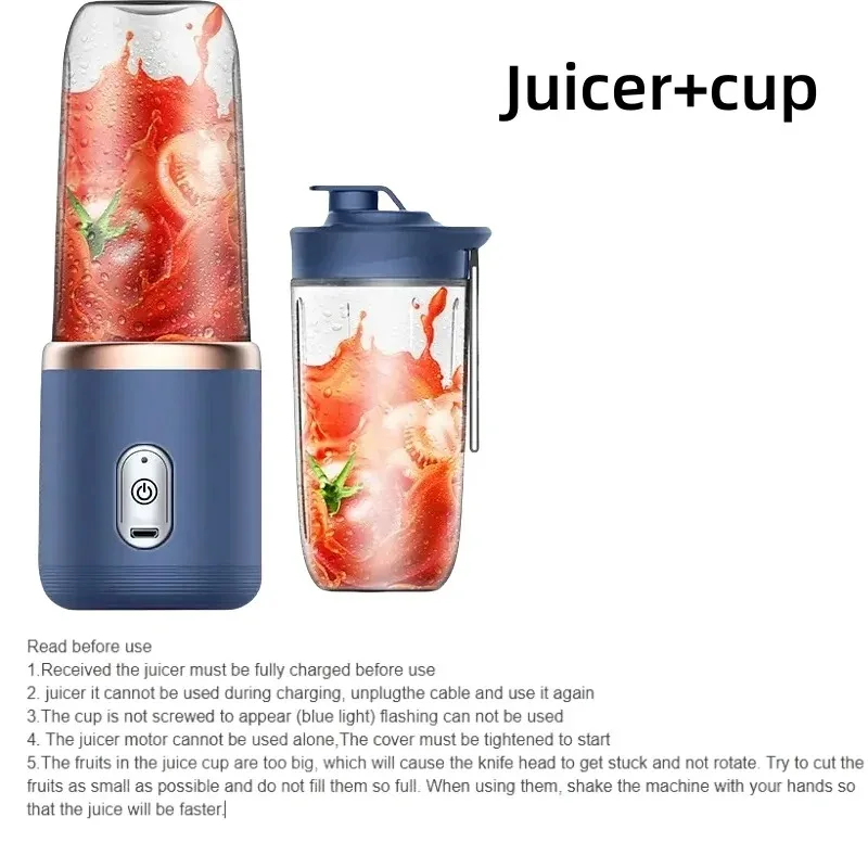 6-kolorowy przenośny blender USB o pojemności 400 ml, elektryczny kubek do przygotowywania soków, idealny do smoothie, koktajli, mini mikser kuchenny — zdjęcie 2