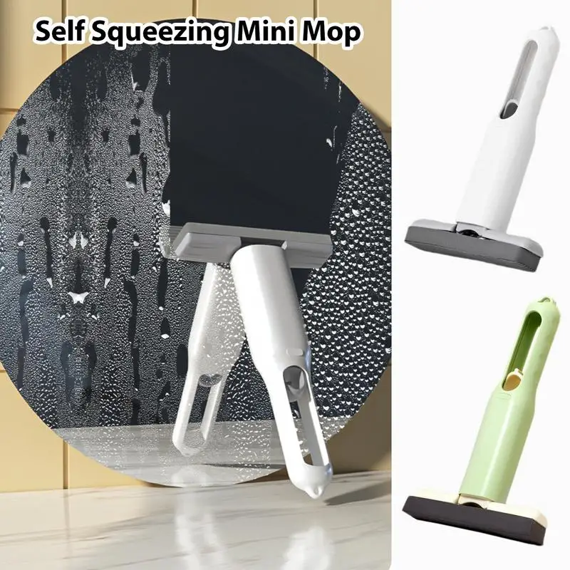 Squeeze Sponge Mop Handheld Bathroom Squeezing Mop Compact Mop Self-squeezing Mop For Efficient Cleaning For Bathroom Car Glass