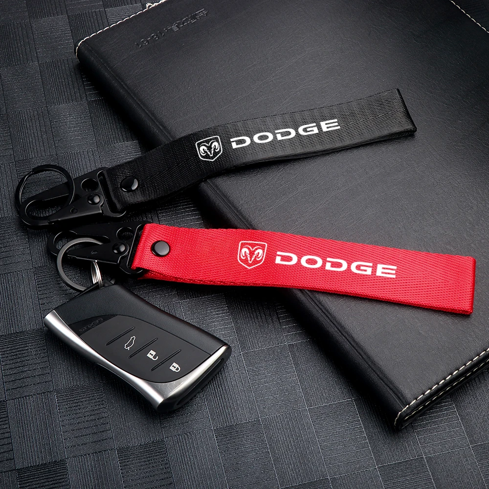Chaveiro com emblema de carro, acessórios de fita para chave de carro, para Dodge Durango Caliber Dakota Neon SRT SXT Nitro Avenger Dart