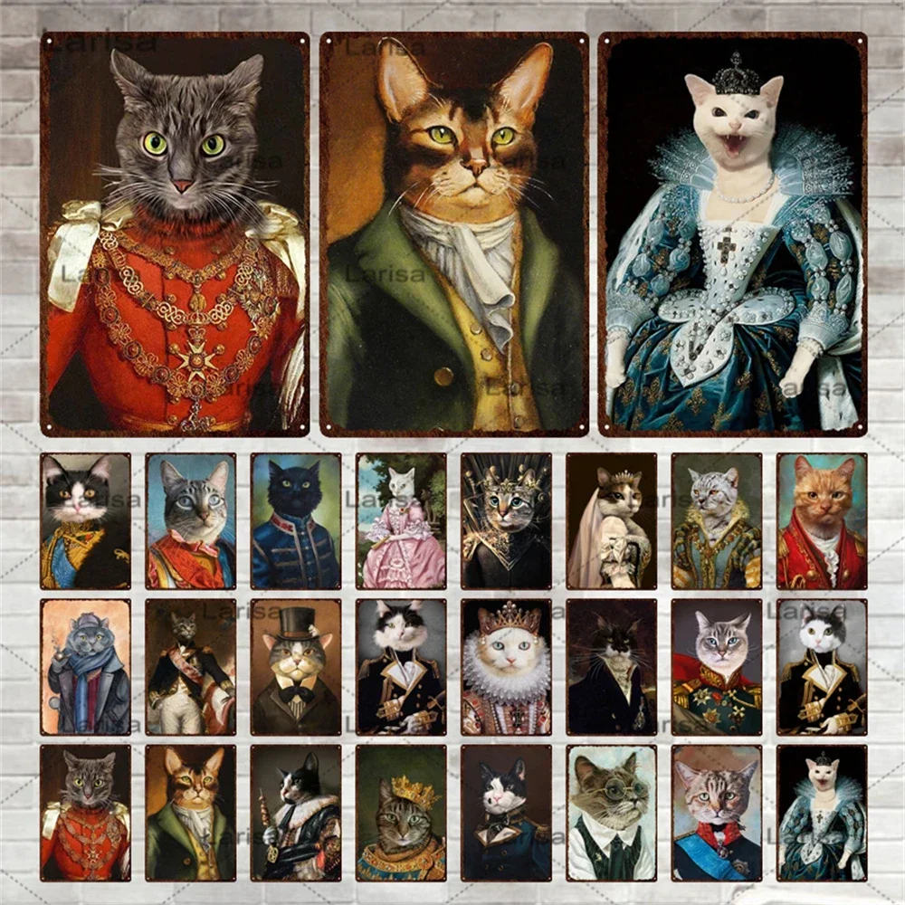 

Black Cat Metal Vintage Poster Funny Black Cats Portrait Retro Plaque Metal Sign Pet Animals Tin Sign Plates for Home Decor