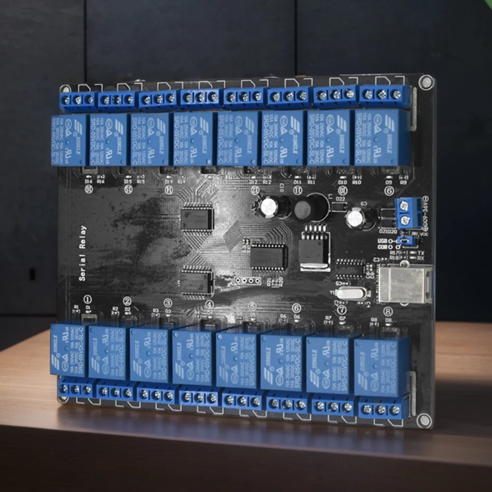 لوحة ذكية لوحدة التتابع التسلسلي ، مزود طاقة USB ، مفتاح تطوير USB ، 10A توسيع V ، DC 7V-38V ، 16 قناة ، 16 CH