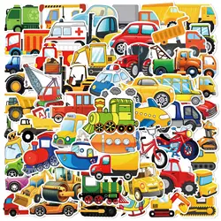60 Pcs Cartoon Engineering Vehicle Transportation Sticker Helmet Decoration Waterproof Sticker