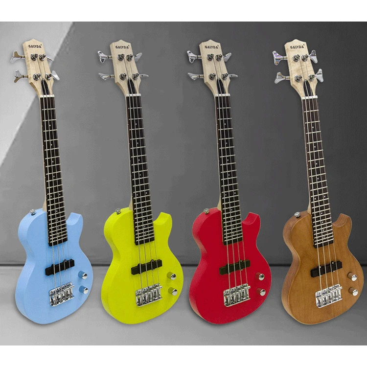 

Beautiful Mini 4 Strings Electric Bass Guitar, Colourful 30 Inch Bassguitar, Children Bass Mini Guitar,Portable Travel Bass