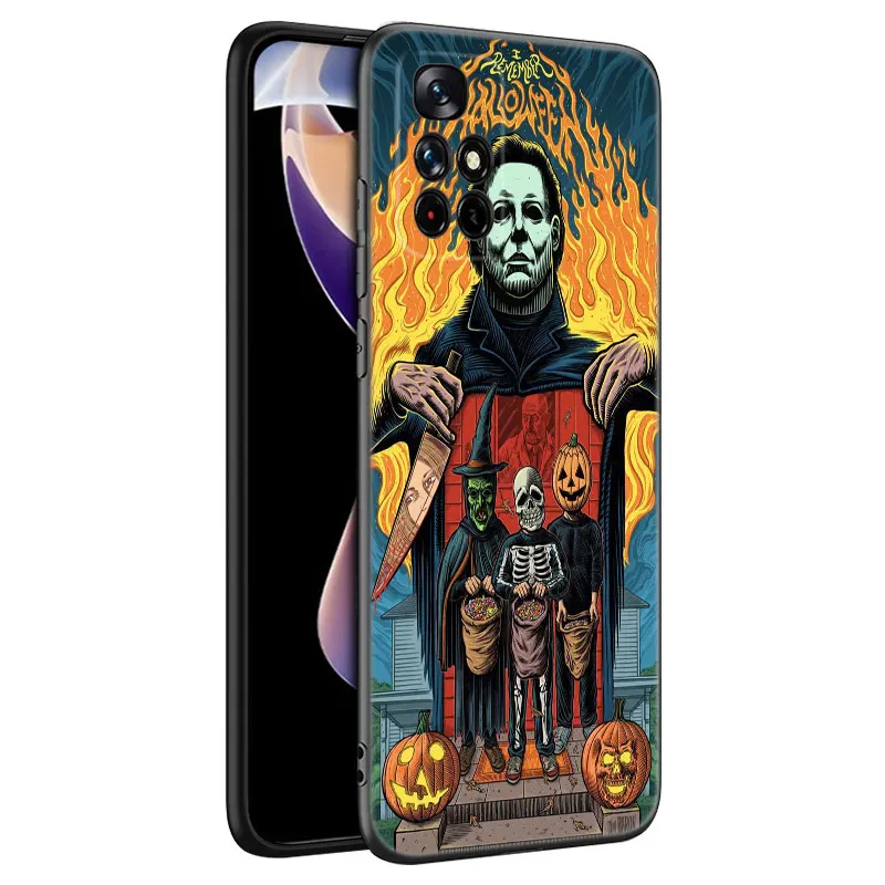 Horror Movie Halloween Black Silicone Phone Case For Xiaomi Redmi Note 9 10 11 11S 11T 12 13 Pro 5G Plus 9S 10S 12S