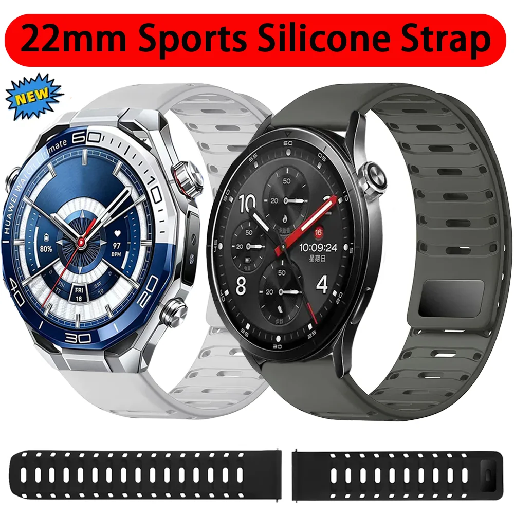 22mm Silikonarmband für Huawei Watch Ultimate 2 GT Runner 2 GT6-5-4-3 46mm Magnetarmband Xiaomi Watch 5 S5 S4 S3-2 Armband