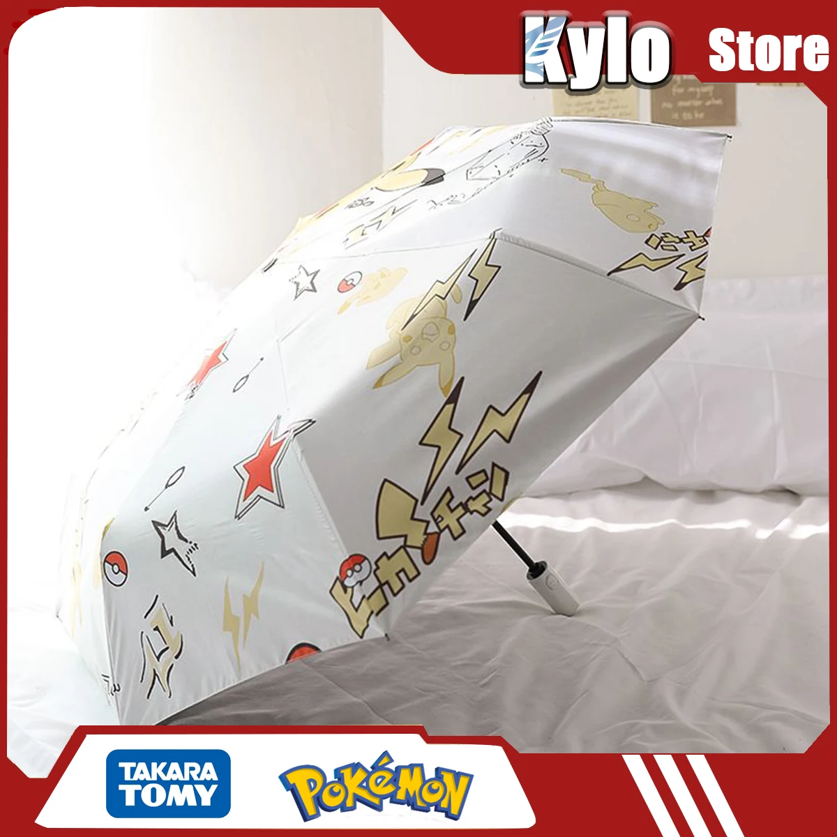 

Pikachu Umbrella, An Anime Cute Manual Fully Automatic Black Rubber Dual-Purpose Umbrella For Sun Protection And Rain Protection