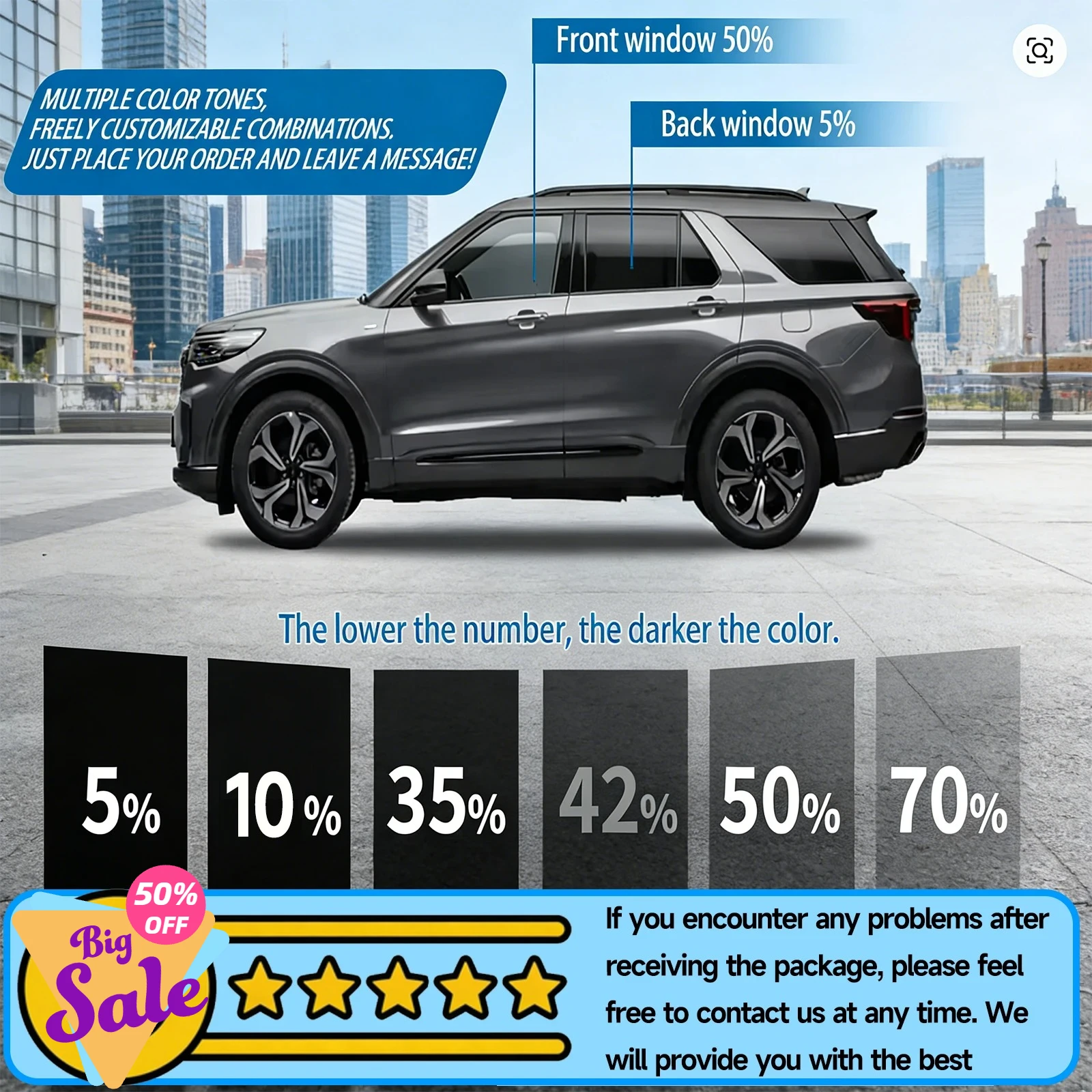 Precut Window Tint Kit for Toyota RAV4 1996‑2025 2‑Ply Privacy Anti‑Shatter Glass Film Sun Blocking Protection Window Shade