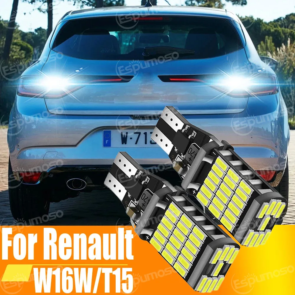 2 uds W16W T15 921 912 bombillas LED Canbus de luz de marcha atrás en coche blanco 12v lámpara de respaldo para Renault Megane 4 Scenic 4 Fluence Saloon