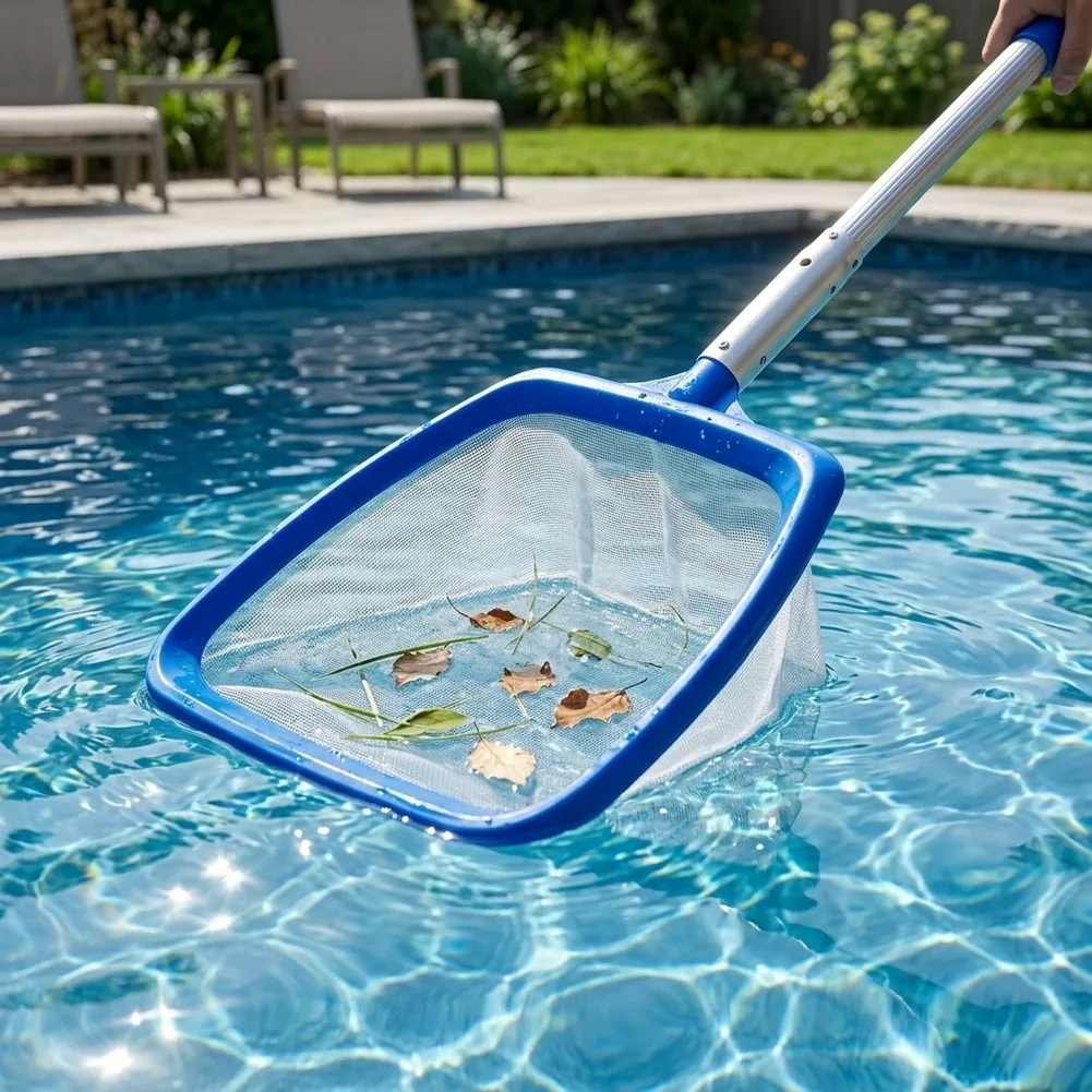 For Routine Pool Maintenance Pool Skimmer Net Wide Applications Pool Skimmer Cleaning Tool Push Button Attachment