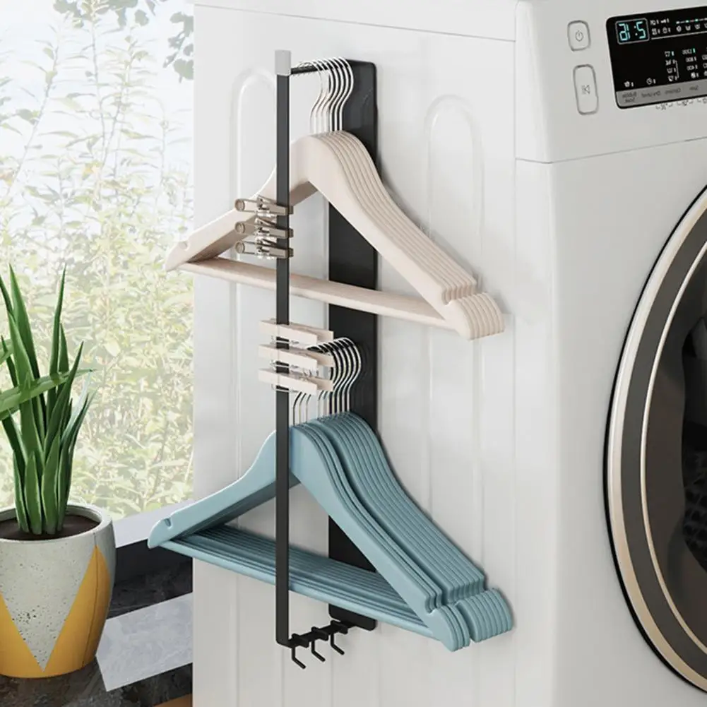 Magnetic Washing Machine Side Hanger Punching Free Balcony Wall Storage Hanging Hook Drying Hanger Shelf Clothes Hanger Storage