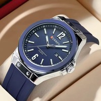 Curren 8467 New Man Simple WristWatch Hand Sport Men Watch Military Army Top Brand Luxury Silver Blue Silicone Male Clock