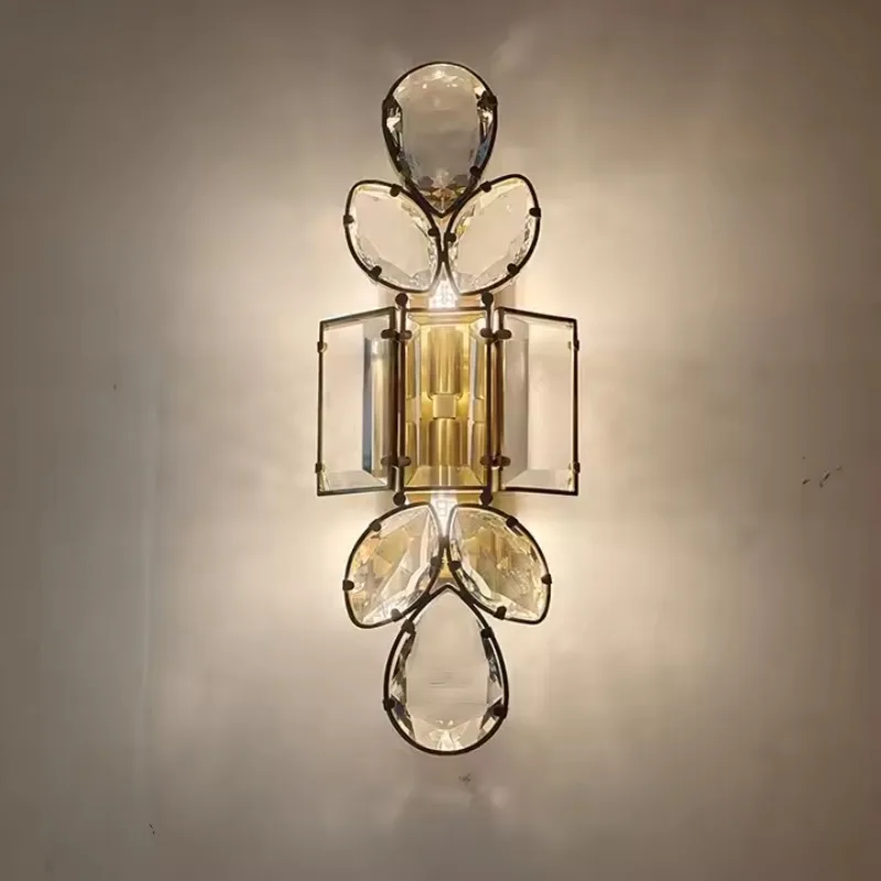 Stairwell Brass Crystal Wall Light Emitting Diode Full Leaf Light Wall Hanging Bathroom Vanity Decorative Leaf Wall Light