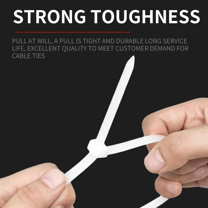 100Pcs Nylon Cable Ties Zip Ties, Self-locking, White Black, 2mm 3mm Width, Sizes: 2x100/2x150/2x200/3x150/3x200mm