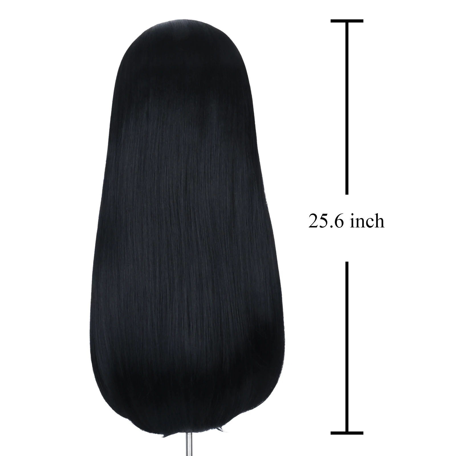 Missuhair Women's Long Black Wig Straight Family Halloween Costume Wig No Bangs Center Part