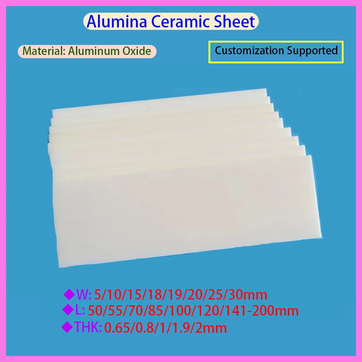 

Alumina Ceramic Strip Long Sheet 15x200/20x100/5x100/10x85/25x70/15x141 High Temperature Resistant