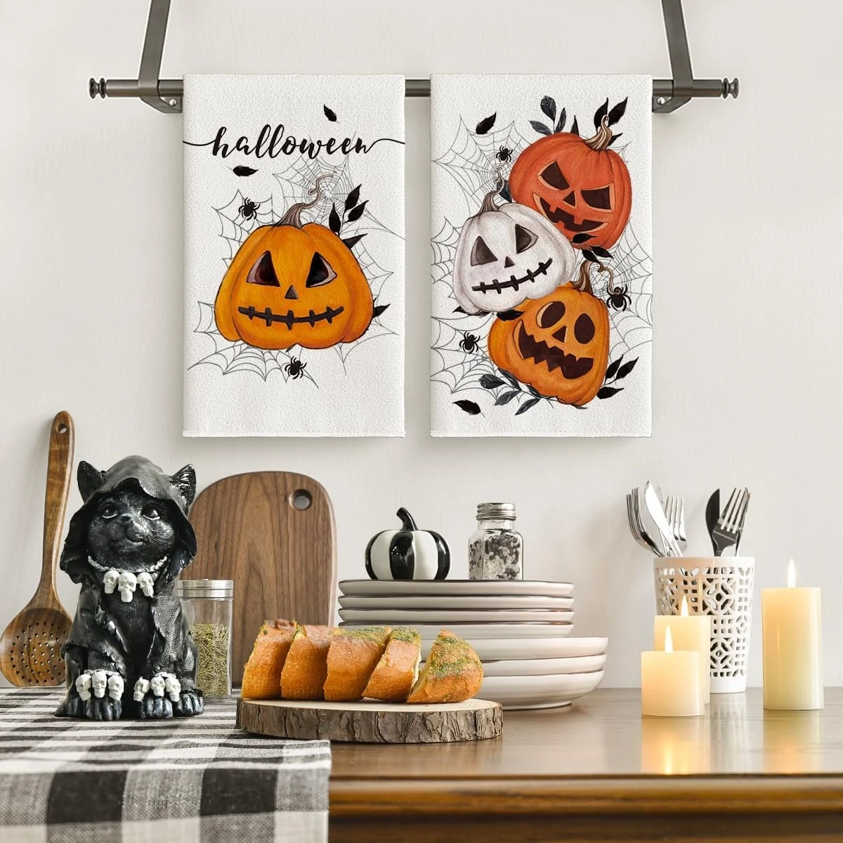 

Halloween Spider Web Pumpkin Kitchen Dish Towels Kitchens Accessories Absorbent Kitchen Dish Tea Towels Cleaning Supplies