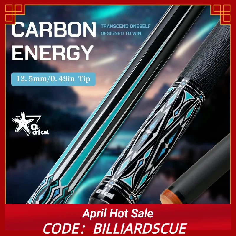 

CRICAL carbon fiber cue leather grip 12.5mm Tip Billiard Cue Stick 3/8*8 pin Joint low deflection pool cue Stick