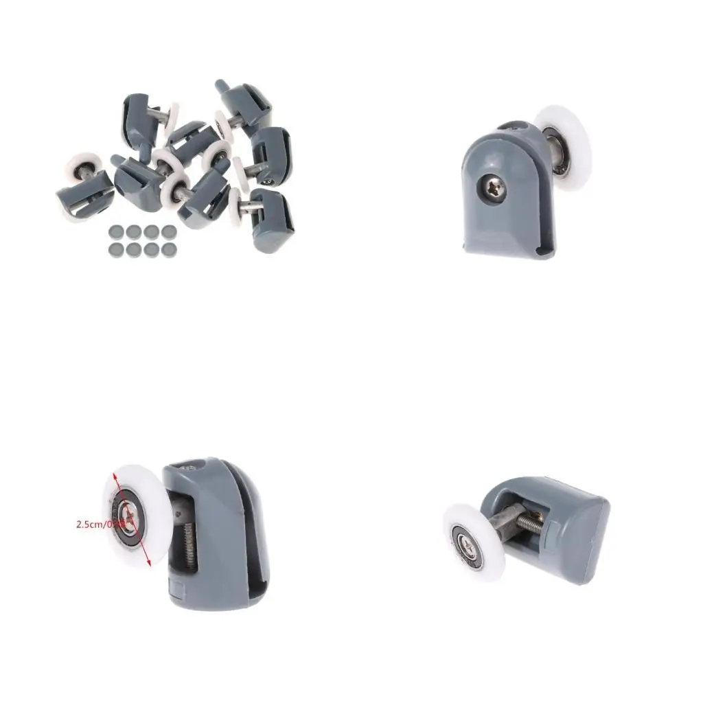 

652F 8 Pcs Single Shower Door Rollers Runners Pulleys Guides 25mm Diameter