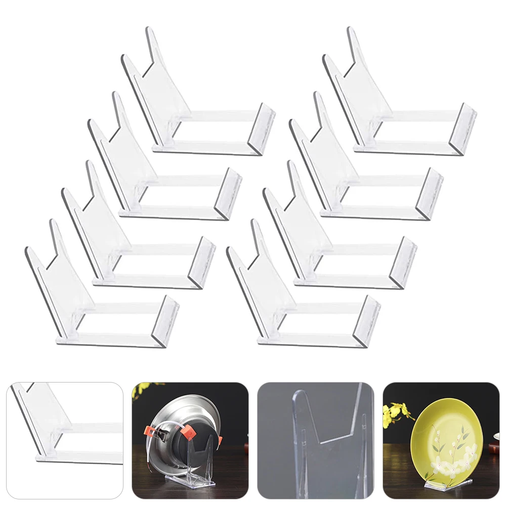 

8Pcs Plastic Display Stand Multipurpose Storage Rack for Plates Bowls Collections Transparent Display Shelf Organizer