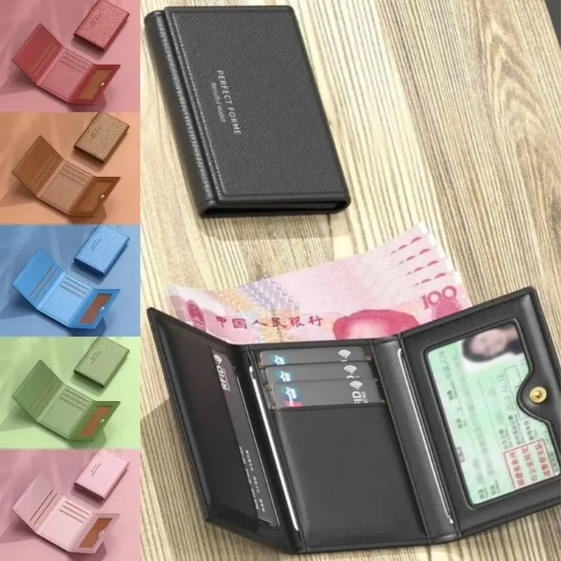 Modische Leder-Kartenbrieftaschen für Herren, große Kapazität, einfarbig, Herren-Geldbörse, Multikarten-Multifunktions-Fotohalter für Damen – Detail 1
