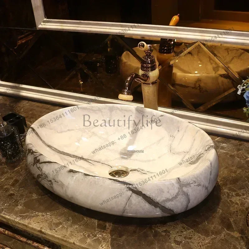 FG Nordic Marbling Ceramic Oval Wash Basin Bathroom Sink Bowl Kitchen Lavatory washbasin Modern Furniture Home Decor Accessory
