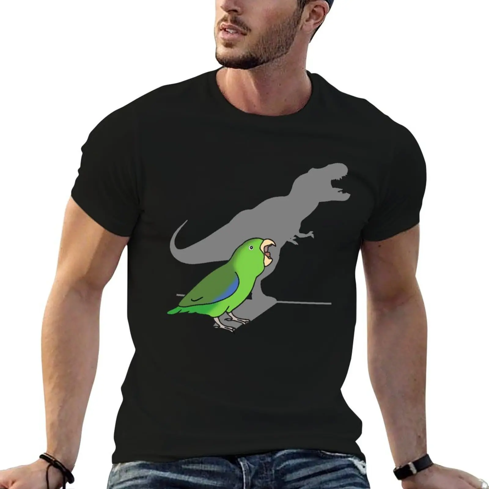 

T-rex green parrotlet T-Shirt t shirt for man 100 percent cotton t shirts with prints T-Shirt