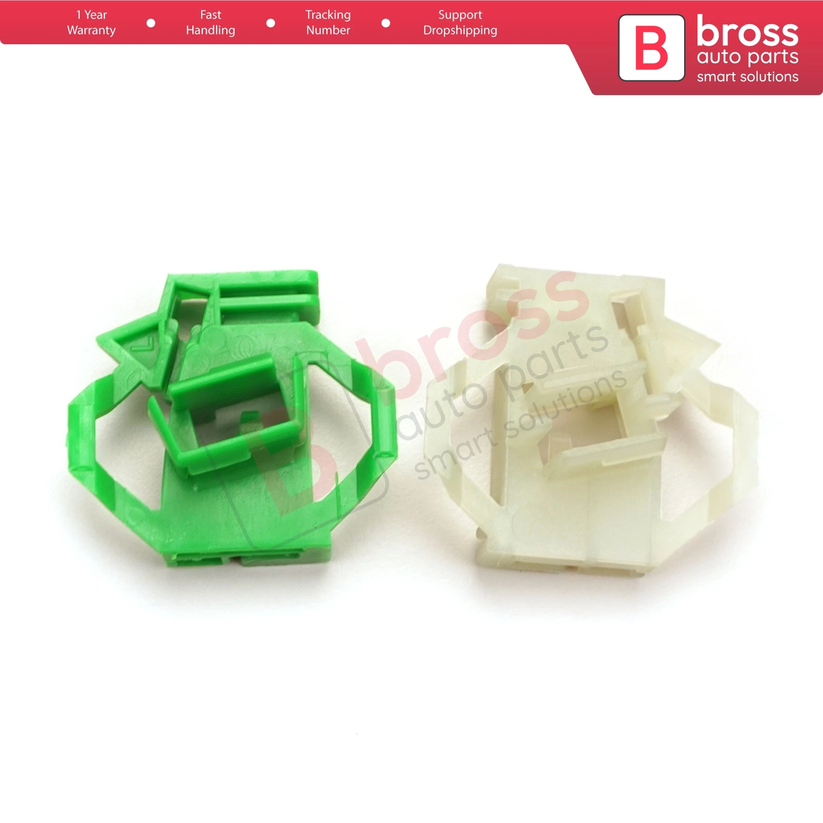 Bross Auto Parts BWR35+BWR62 Window Regulator Repair Clips Front Left 1U0837461B, 6K4837401B, 6K4837401S for Skoda Seat VW