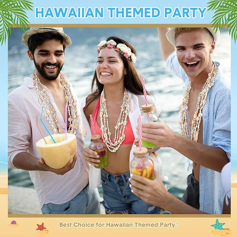 5 Stuks Hawaii Shell Luau Leis Zeeschelp Leis Natuurlijke Tahitiaanse Schelp Leis Zomer Strandfeest Kleding Sieraden Accessoires Voor Wome