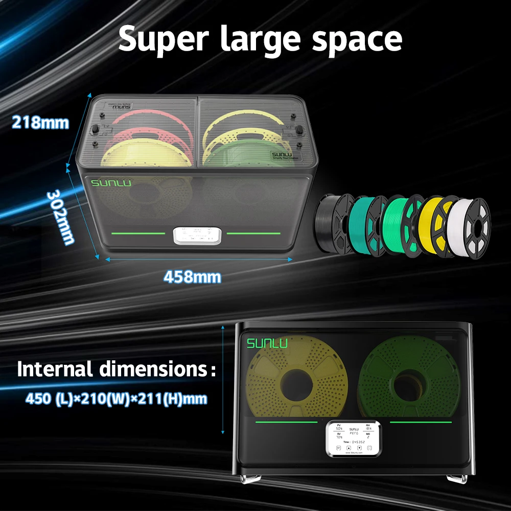 Imagem -03 - Sunlu s4 Acessórios de Impressão 3d Caixa de Secador de Filamento 320w Aquecimento Rápido e 360 ° Filamento Seco Circundante para Material de Impressora 3d