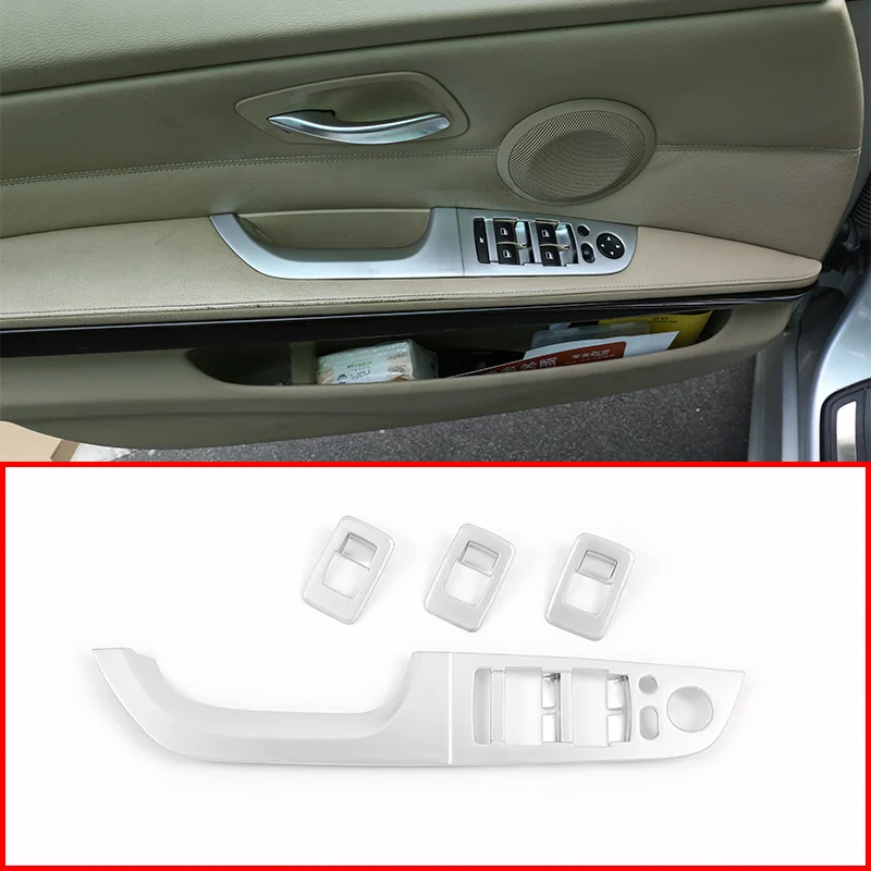 

Car Accessories ABS chrome/Carbon fiber Window Lifter Control Switch Decor Armrest Cover Sticker Trim for BMW E90 E92 3 series