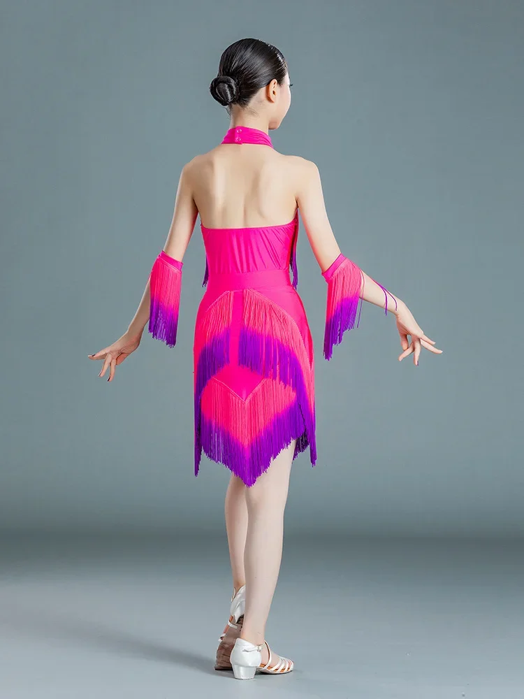 FibrGradual-Robe à Franges pour Bol, Tenues de Performance, Robe de brevLatine pour Enfants, Costumes de Compétition Latine