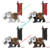P8019 P8020 P8021 P8022 MOC Medieval Knights Toy Mount Armor Wolf Bricks Building Blocks Toys for Kids Collect Birthday Gifts