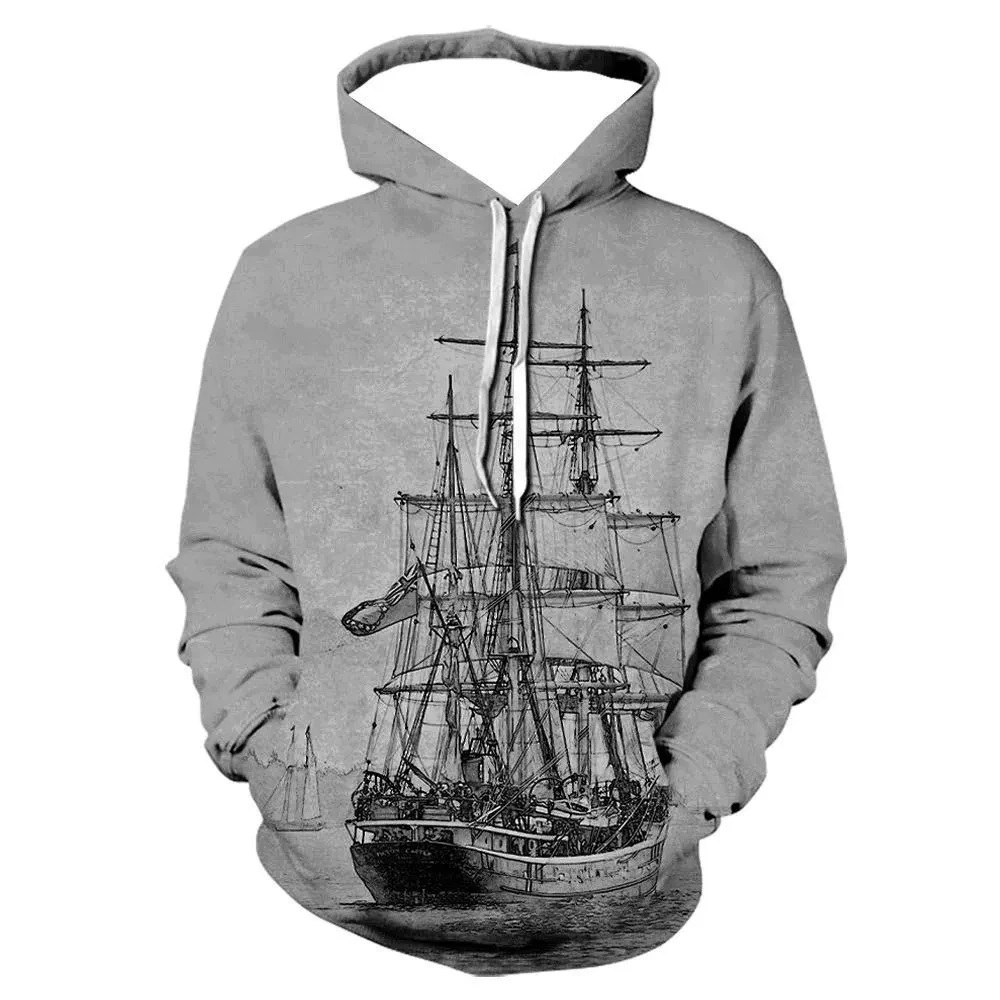 Fashion 3D Print sailboat Hoodie Men Women Hoodies Streetwear Oversized Pullovers Hooded Sweatshirts Male Tops Tracksuit Men