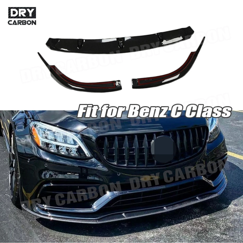 

Carbon Fiber Front Bumper Lip Chin Spoiler Car Accessories FRP for Benz C Class W205 C63 AMG 2015-2020 Body Kits