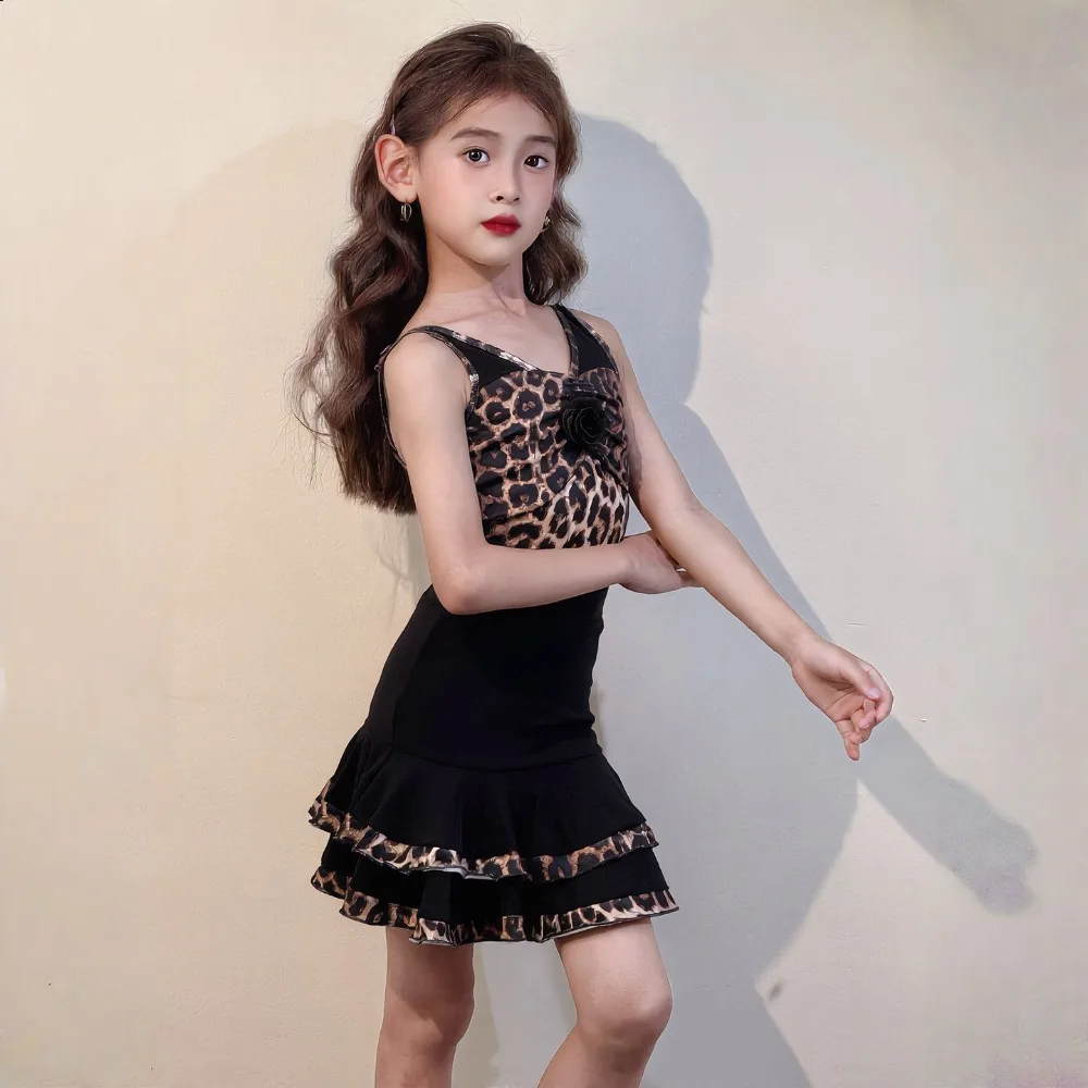children's-latin-dance-costume-girls'-training-suit-2026-new-summer-leopard-print-high-end-performance-suit-set