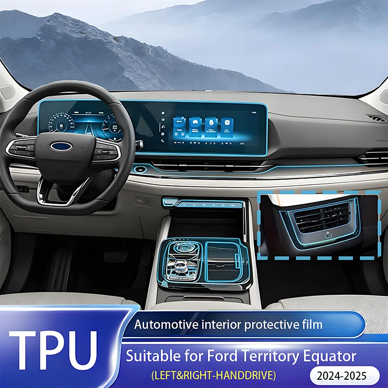 

For Ford Territory Equator Sport 2024-2025 Car Interior TPU Scratch-Resistant Film For Dashboard Navigation Door Console Cover T