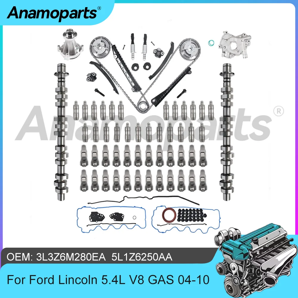 

Engine Oil Pump Water Pump Camshaft Timing Chain Kit Valve Lifter Rocker Arm Gasket Set For Ford Lincoln Mercury 4.6L 5.4L 04-10