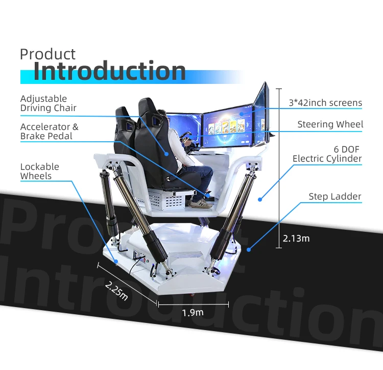 Indoor Commercial Arcade Game Two Players VR Racing Driving Simulator Cockpit Gaming Chair With Steering Wheel