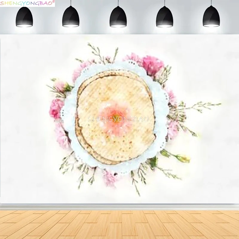 

Newborn Backdrop For Photography Wooden Basket Stuffing Floral Wreath Background Hundred Days Baby Photo Studios Prop YM-06