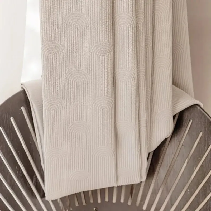 

DZQ Solid Color Luxury Curtains for Living Dinding Room Bedroom Brand Chenille Jacquard Window Curtain Home White Tulle Decor