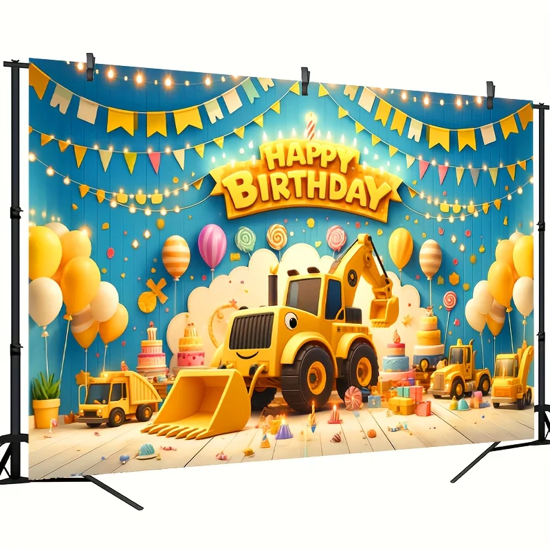 Building Excavators and bulldozers Birthday banners, party decorations, multi-purpose, suitable for all occasions and seasons