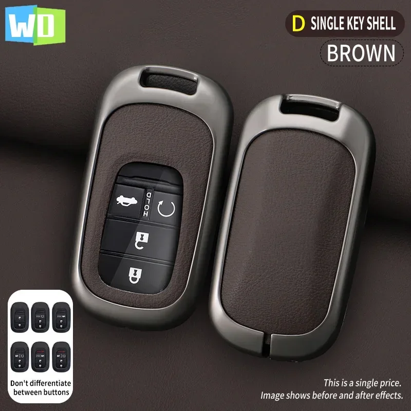 

For Honda Civic Accord HR-V CR-V CRV 2021 2022 2023 Auto Shell Fob Holder Zinc Alloy Car Key Case Cover Keychain Accessories