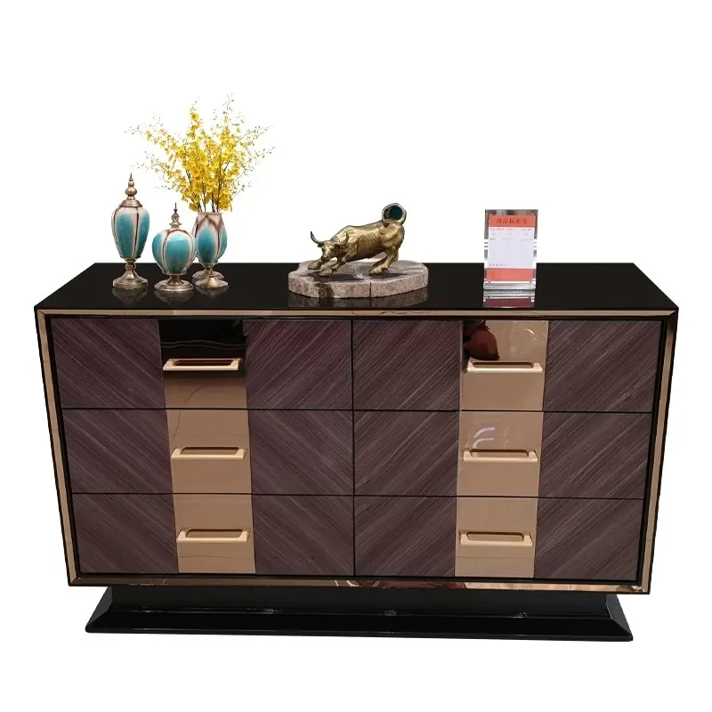 

Italian light luxury high-end locker dining side cabinet solid wood complete entrance cabinet