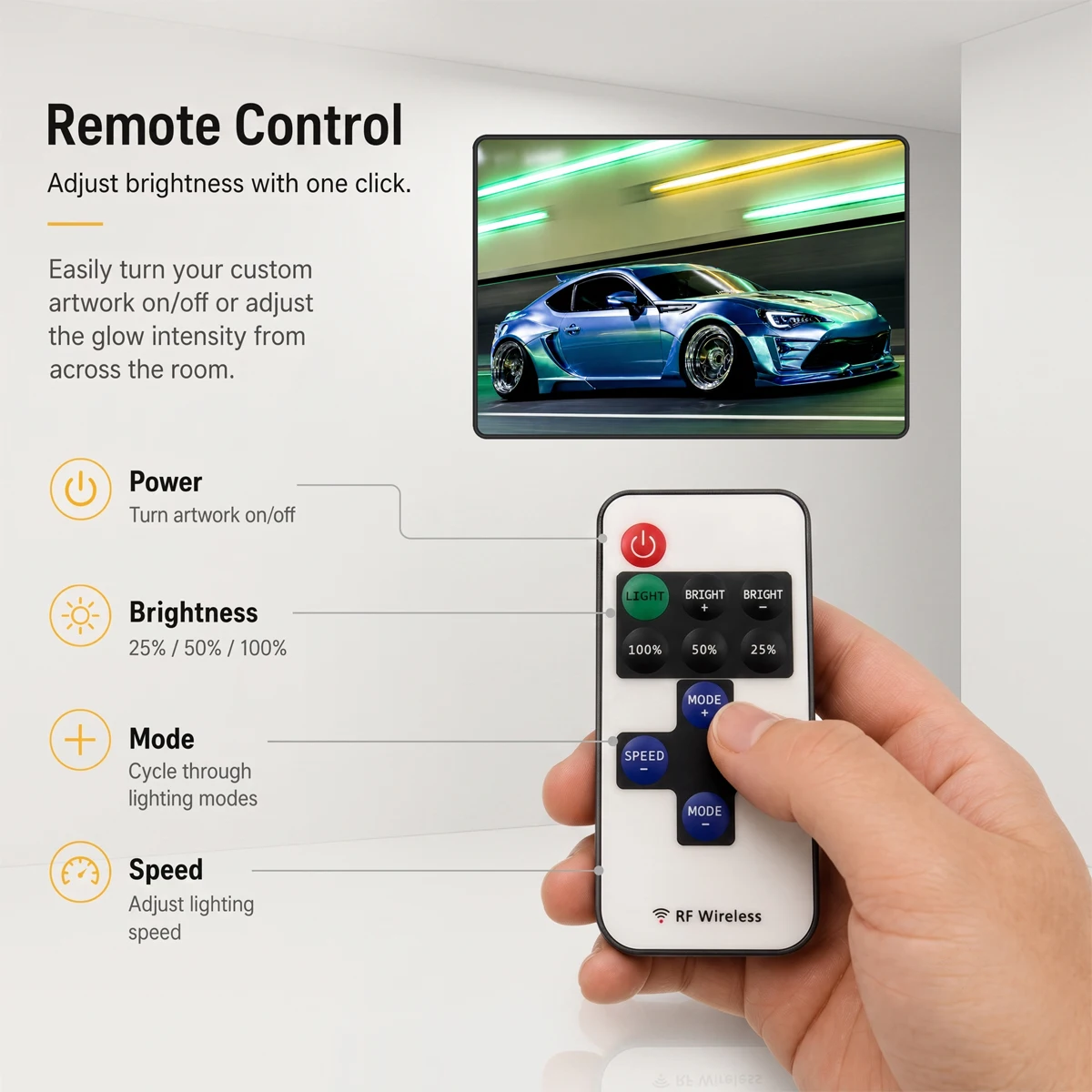 Customizable car art with USB control for lighting, perfect for use in garages, bars, and interior decorations. view 6