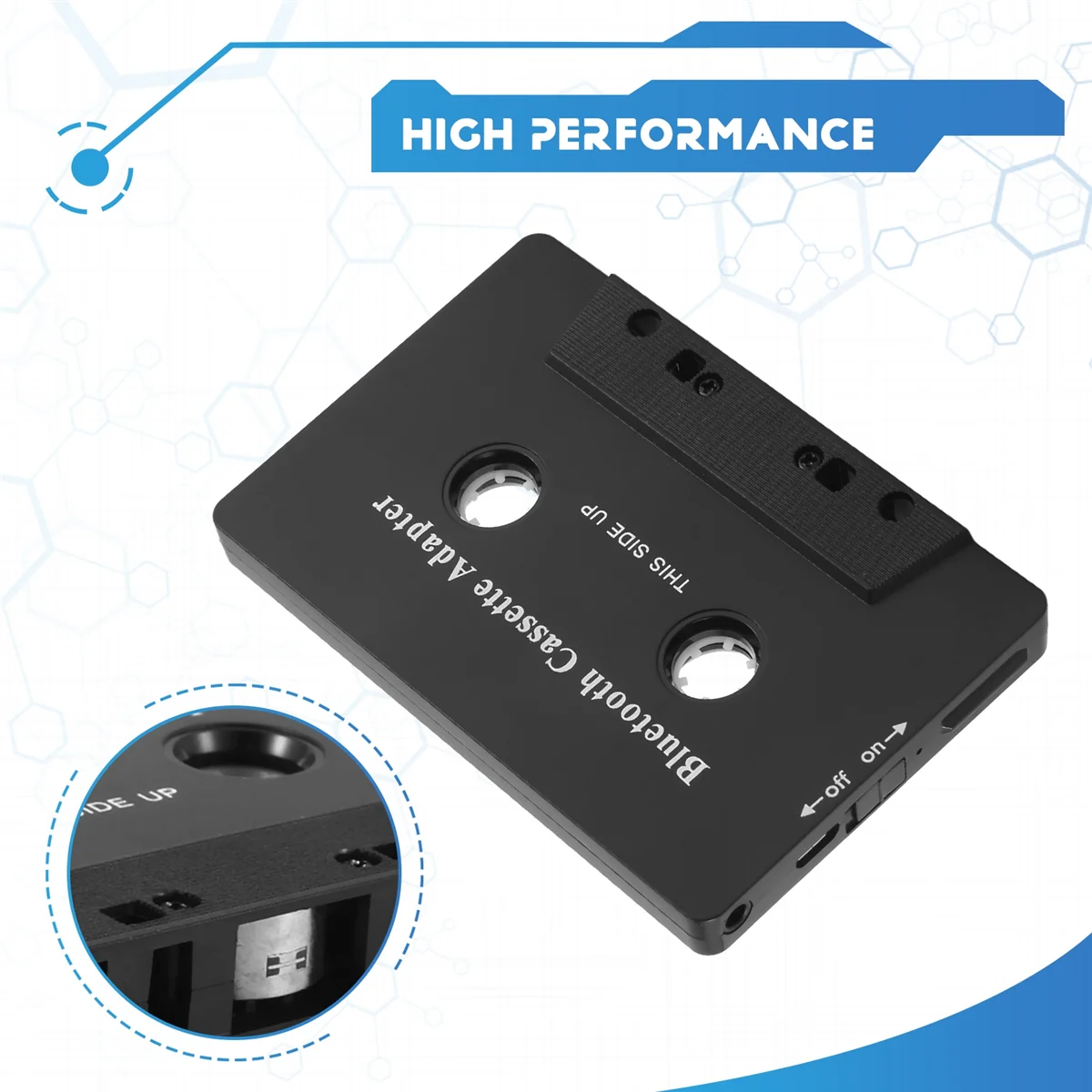 범용 카세트 블루투스 5.0 오디오 자동차 테이프 Aux 스테레오 어댑터, 휴대폰 MP3 AUX 케이블 CD 플레이어 ABGI용 마이크 포함