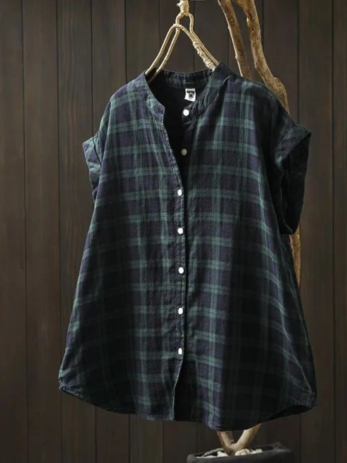 

Loose round Ne ort Sve irt Casual Street Sle Women's Faion Spring Season Regular Fit Button Closure Top