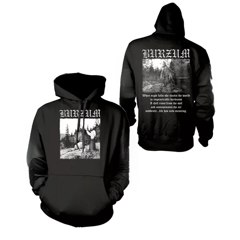 Moletom com capuz grosso e solto de manga comprida, estilo raro de outono/inverno, Burzum Norwegian Black Metal Rock Dark.