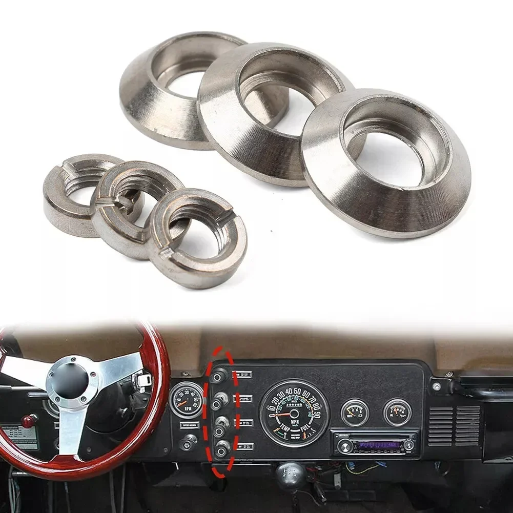6 uds/kit de bisel y tuerca de interruptor de tablero de Metal para Jeep CJ5 CJ7 CJ8 1972-1986 luces limpiaparabrisas ventilador piezas de repuesto de automóviles